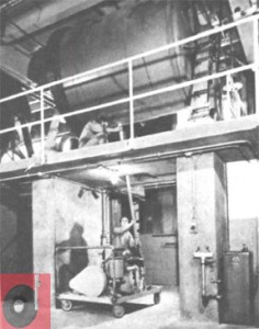 Grinding iron oxide in a ball mill.